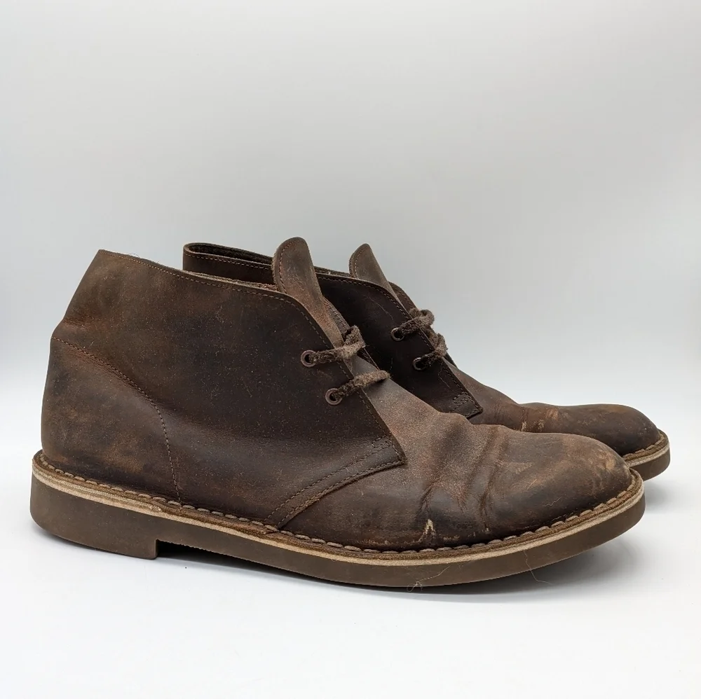 Clarks brown beeswax leather lace up ankle boot 11